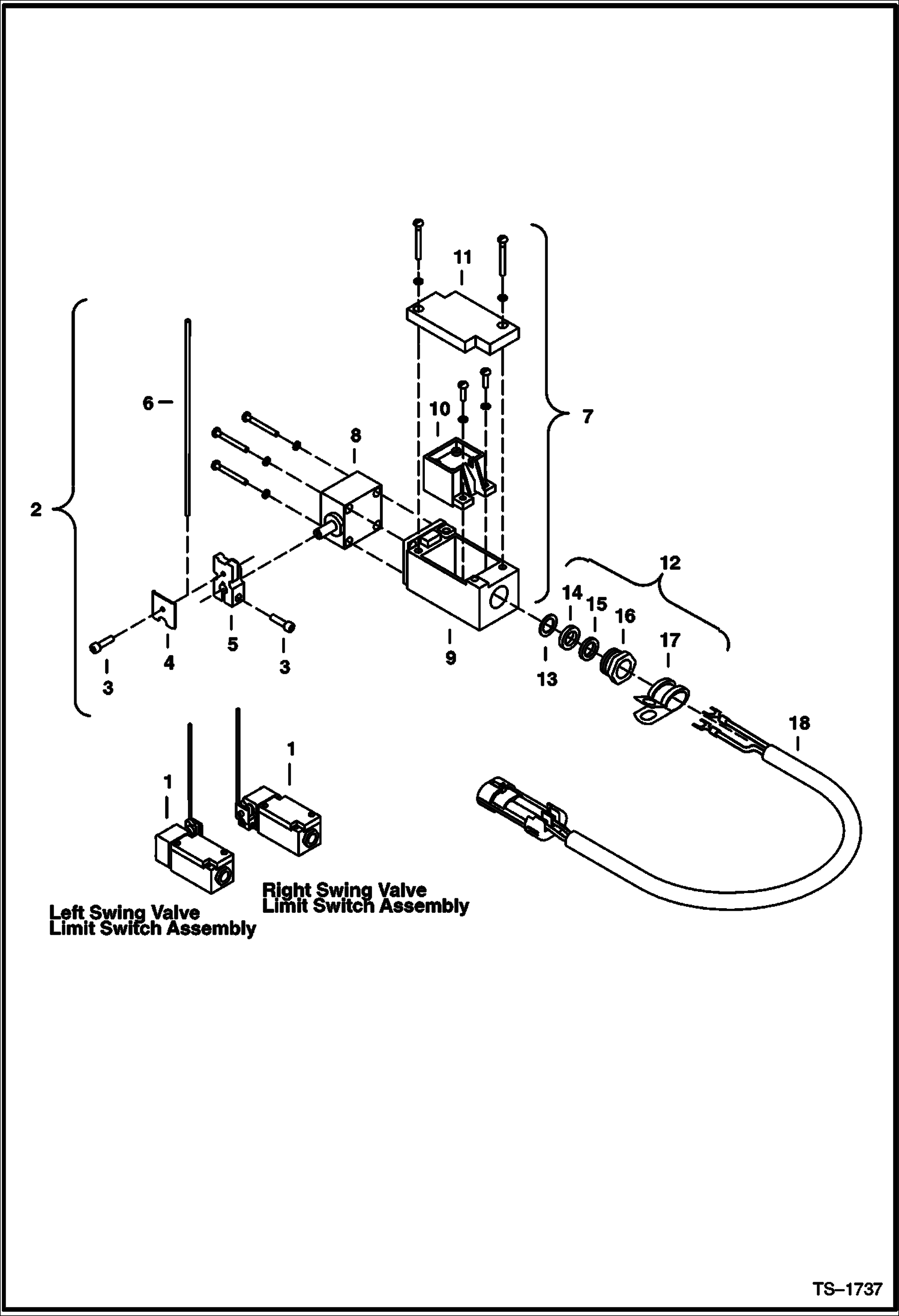 Схема запчастей Bobcat CONCRETE PUMP - SWING VALVE LIMIT SWITCHES Concrete Pump - S/N Prefix 2331 Loader