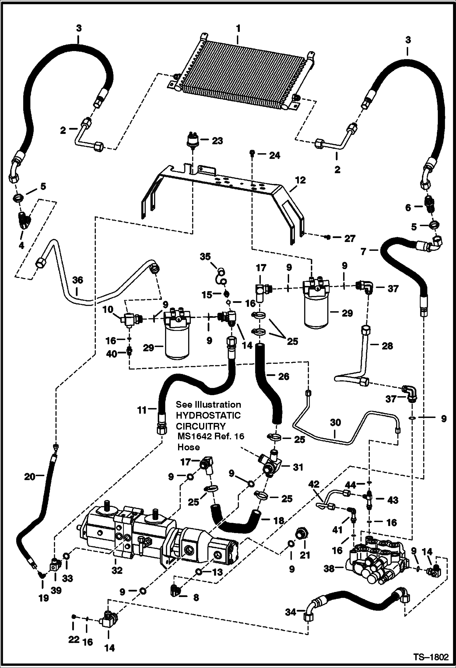 Схема запчастей Bobcat 800s - HYDROSTATIC CIRCUITRY (S/N 5141 15001-21999 & 5142 13001-21999) HYDROSTATIC SYSTEM