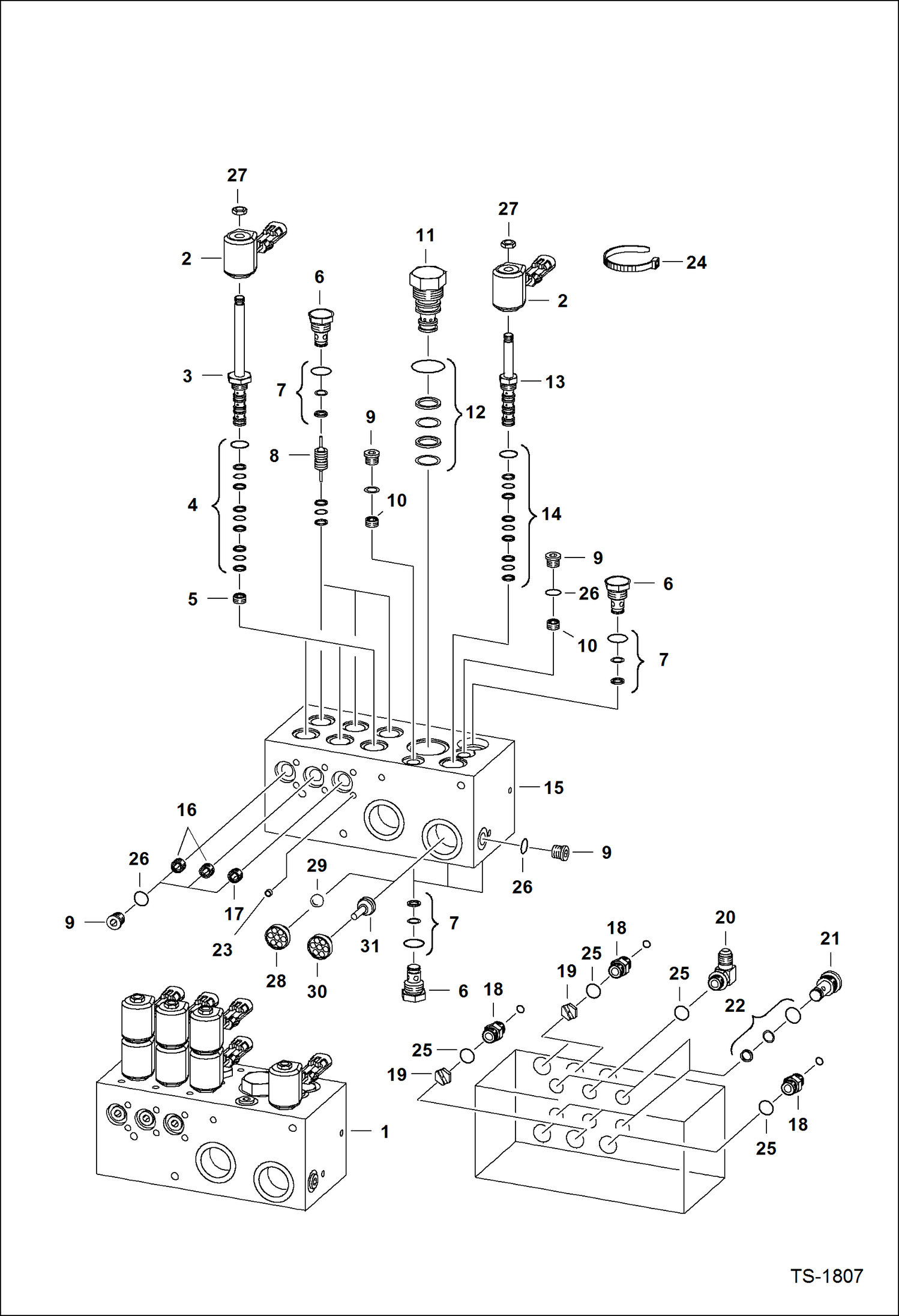 Схема запчастей Bobcat PLANERS - PLANER (Control Valve) (18 3410 & 2316) (24 7217 & 2317) Loader