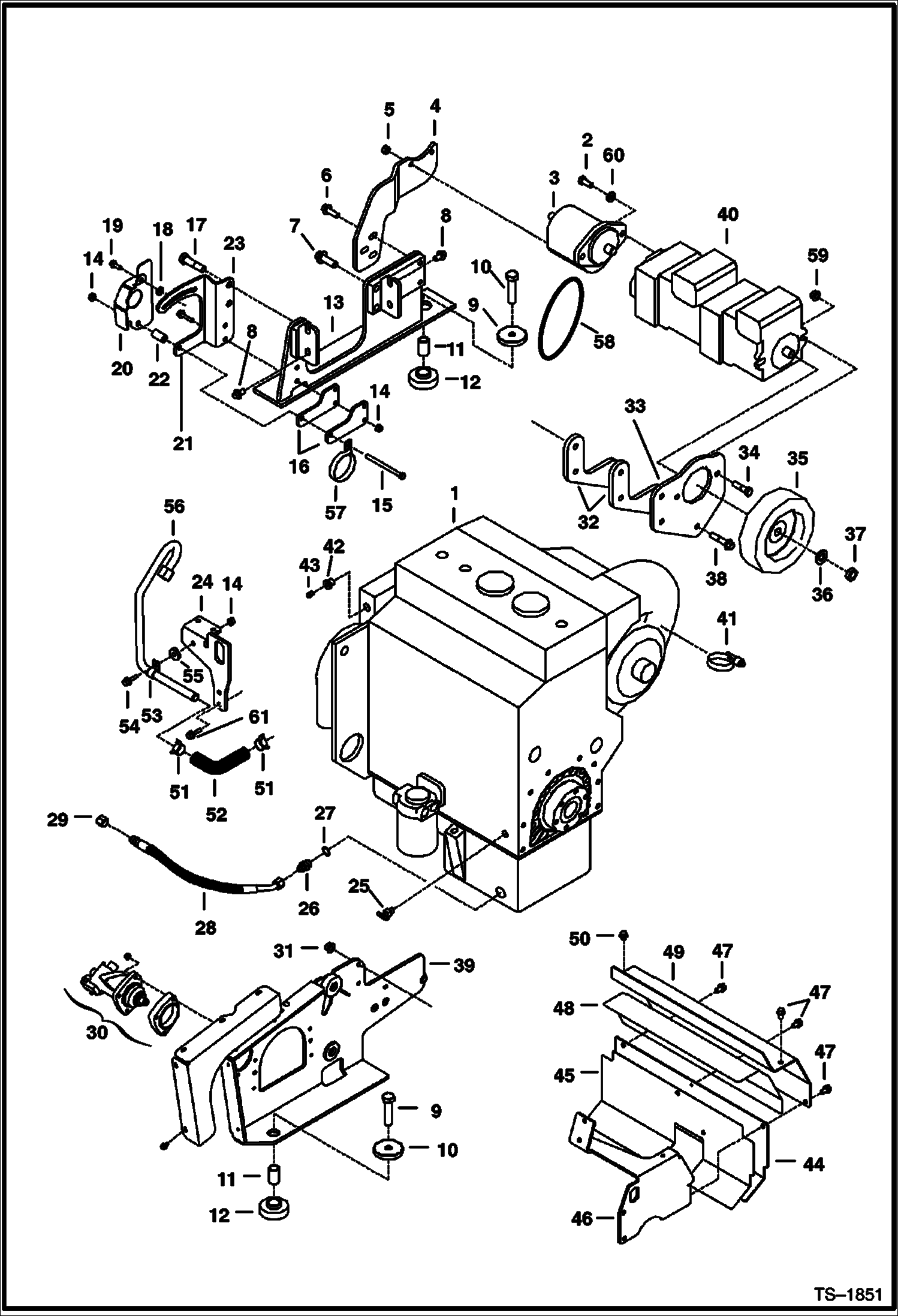 Схема запчастей Bobcat 900s - ENGINE & ATTACHING PARTS (Engine Mounts) POWER UNIT