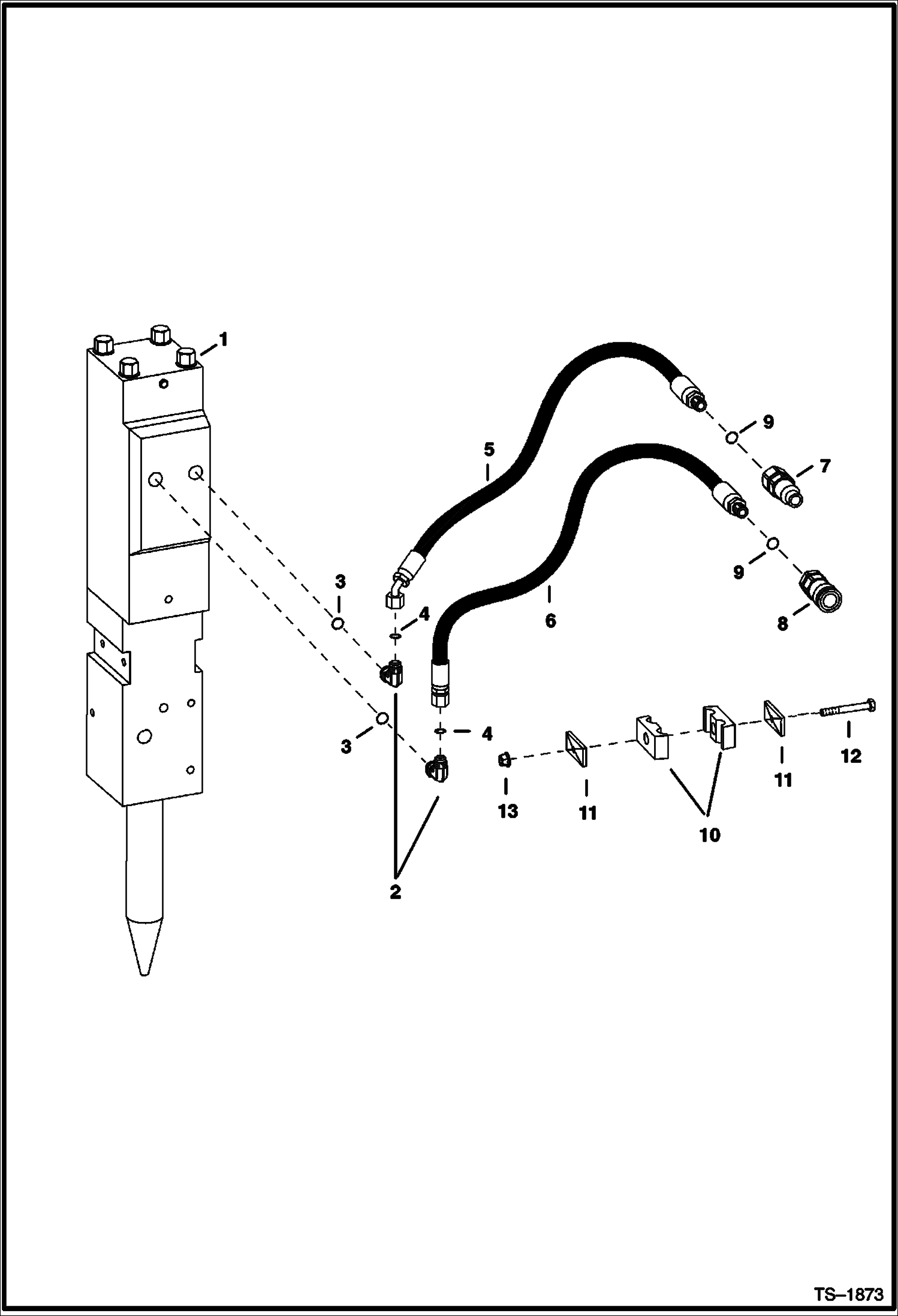 Схема запчастей Bobcat BREAKERS - BREAKER (Hoses) (5060) (Use on 337, 341) Экскаваторы