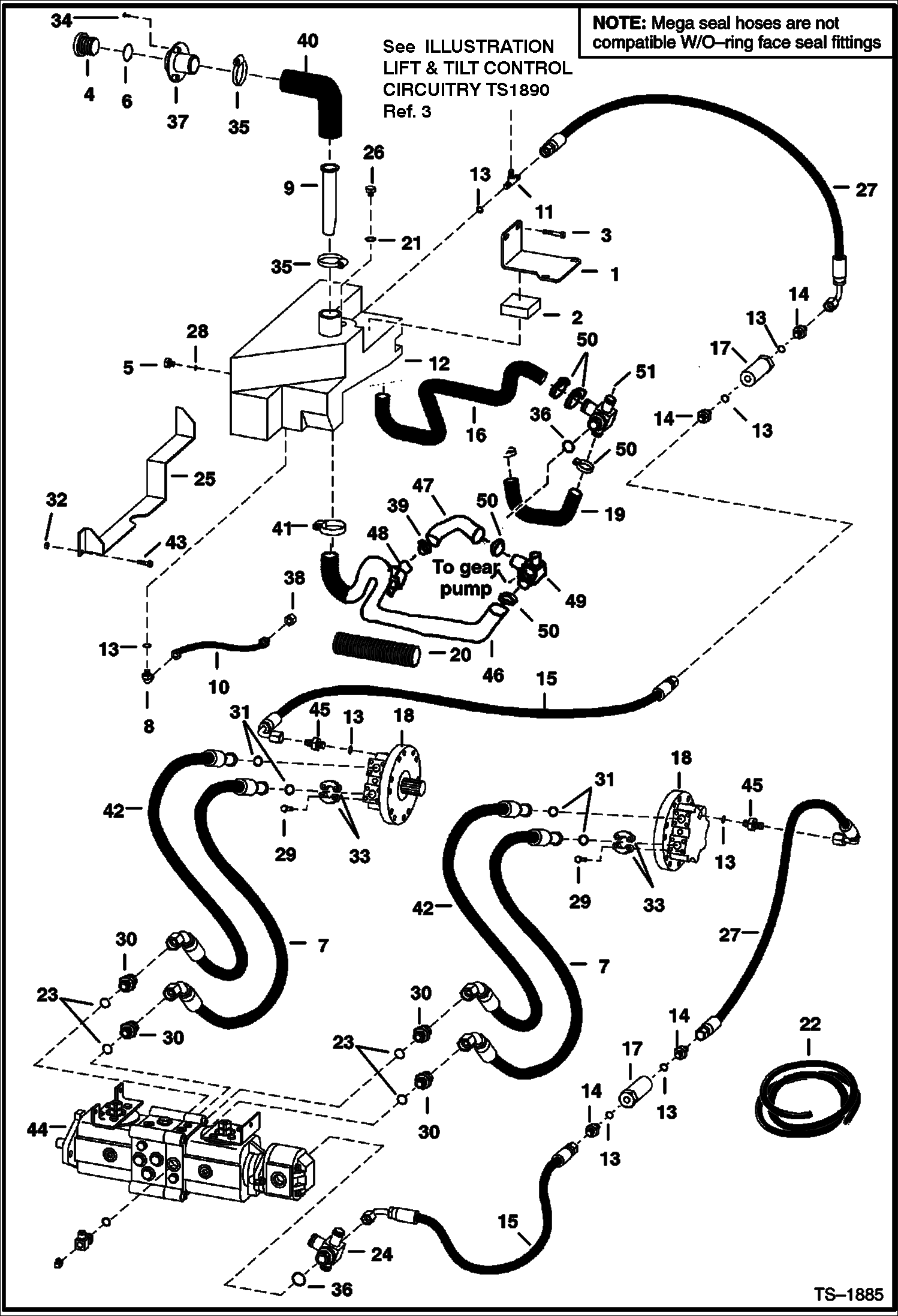 Схема запчастей Bobcat 800s - HYDROSTATIC CIRCUITRY (W/Motors) (S/N 514147758, 514241033, 517912082 & Below) HYDROSTATIC SYSTEM