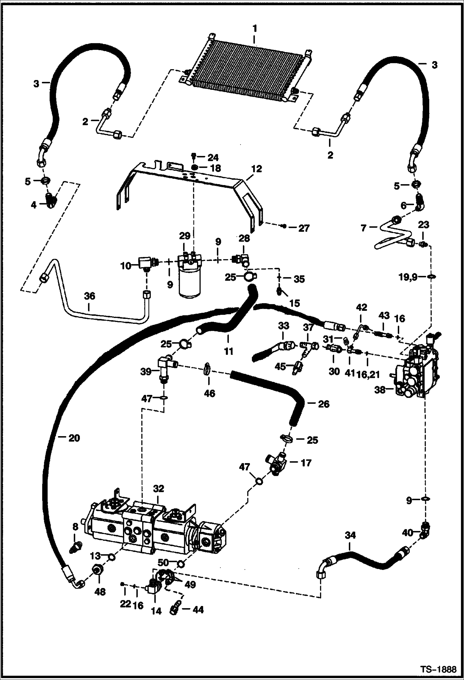 Схема запчастей Bobcat 800s - HYDROSTATIC CIRCUITRY (W/Cooler) (S/N 514147758, 514241033, 517912082 & Below) HYDROSTATIC SYSTEM