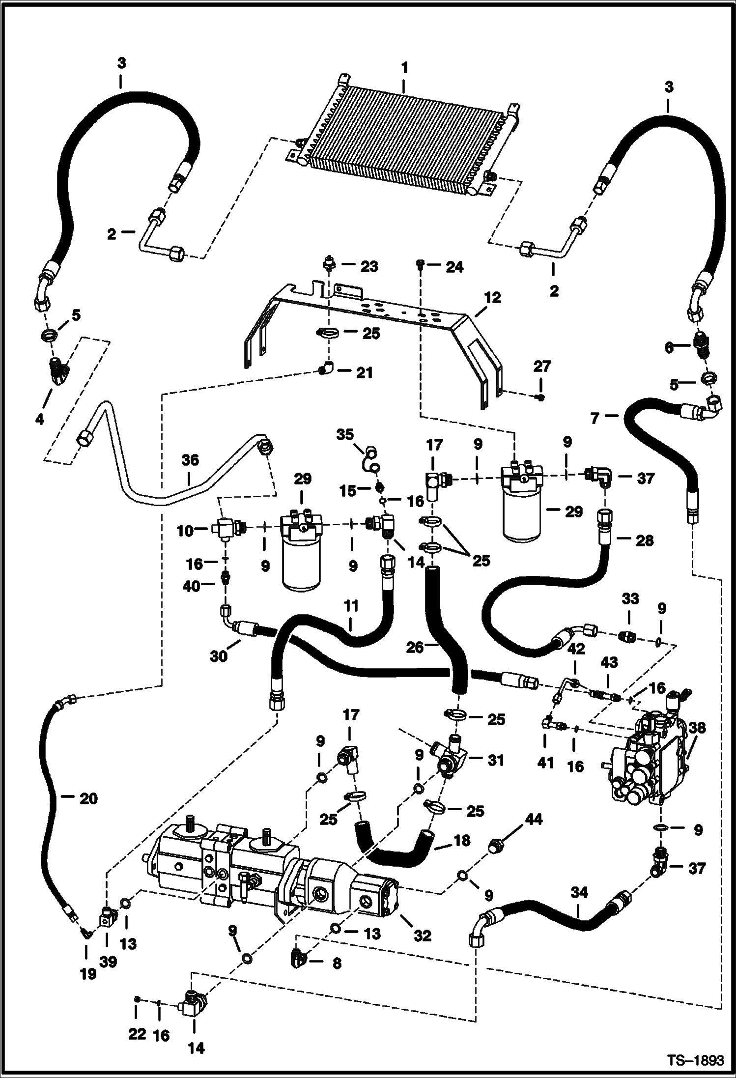 Схема запчастей Bobcat 800s - HYDROSTATIC CIRCUITRY (S/N 5141 22001-22813, & 5142 22001-22027) HYDROSTATIC SYSTEM