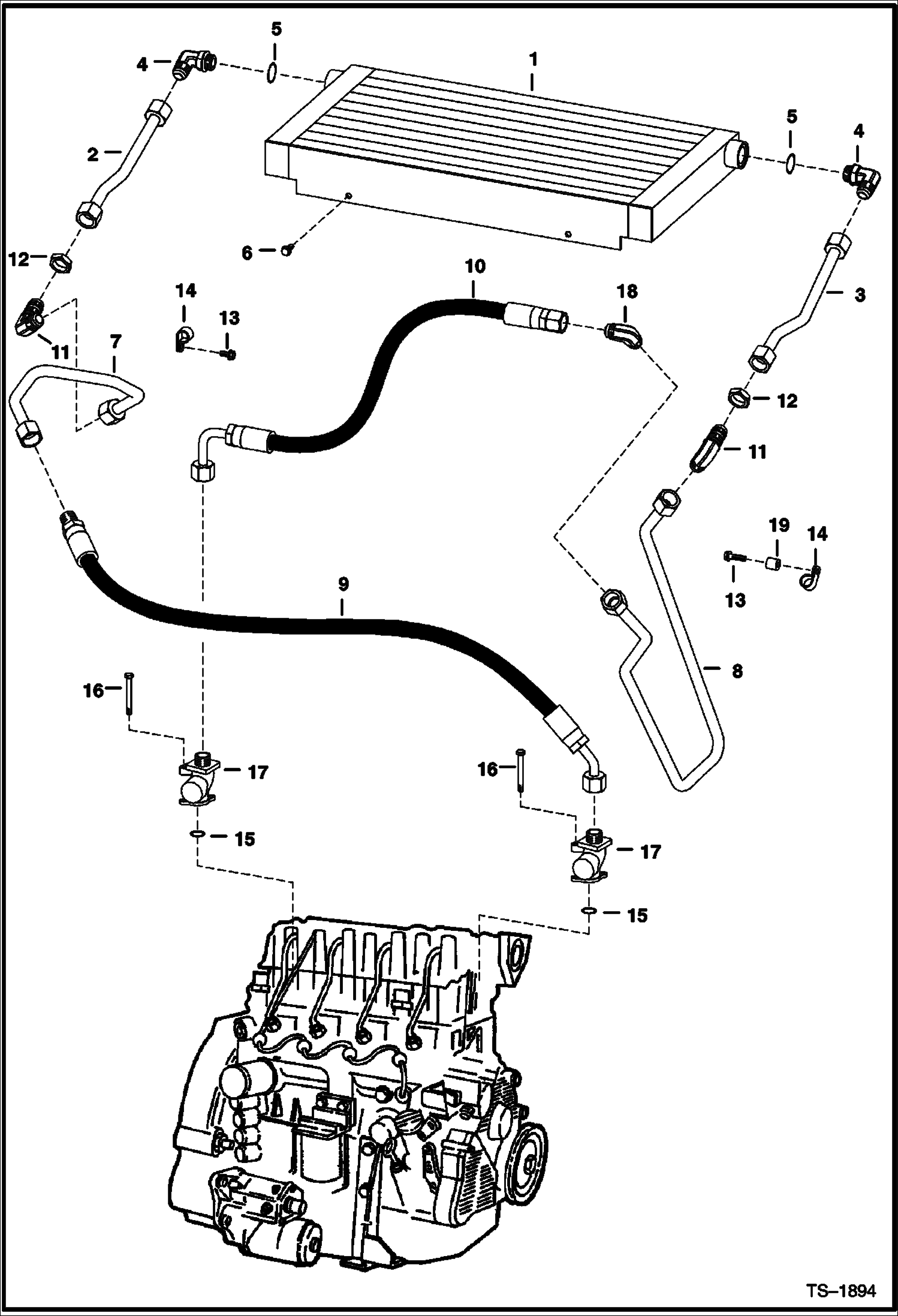 Схема запчастей Bobcat 800s - COOLING SYSTEM POWER UNIT