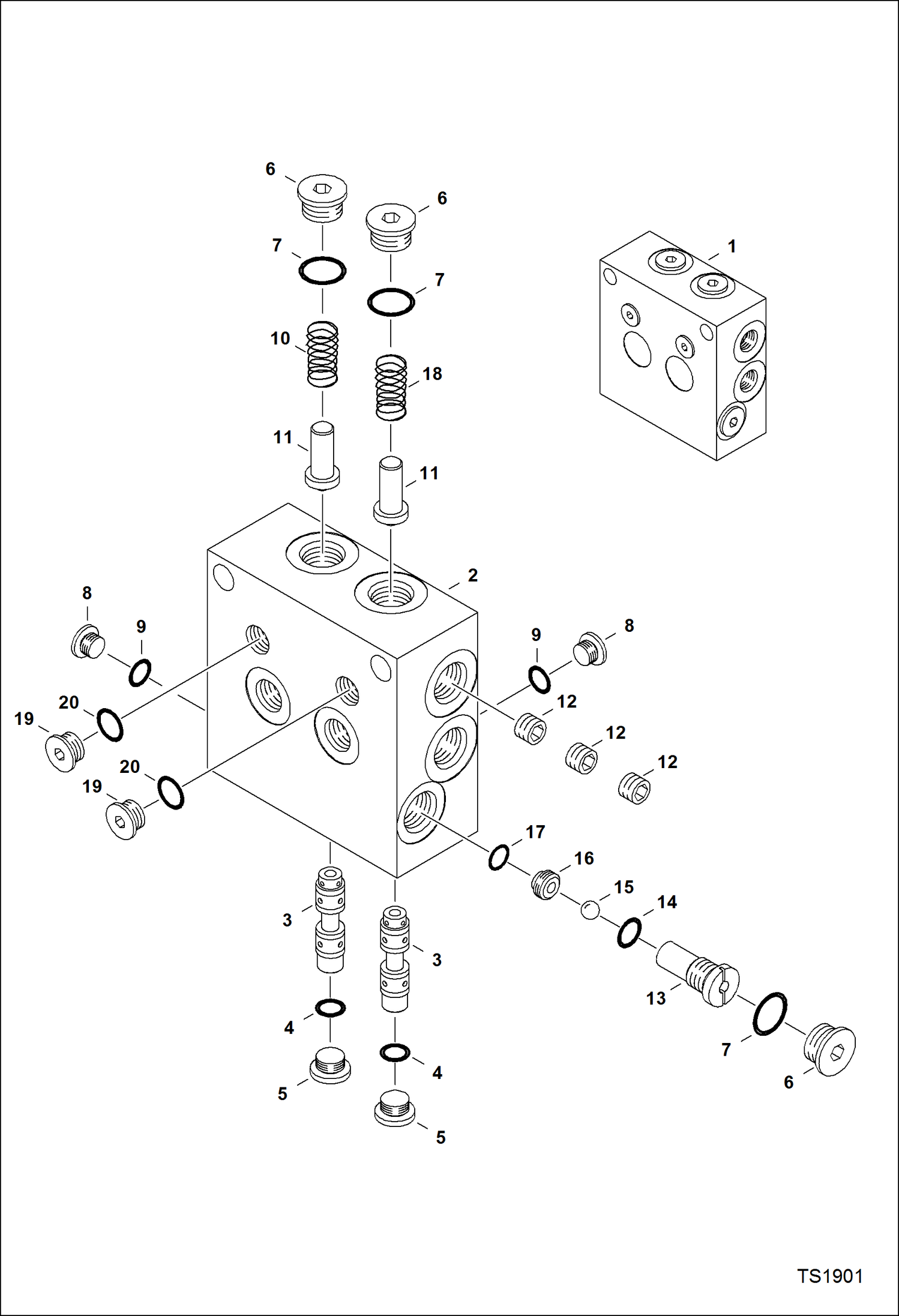 Схема запчастей Bobcat 337 - SEQUENCE VALVE (S/N 515411497 & Above) HYDRAULIC SYSTEM