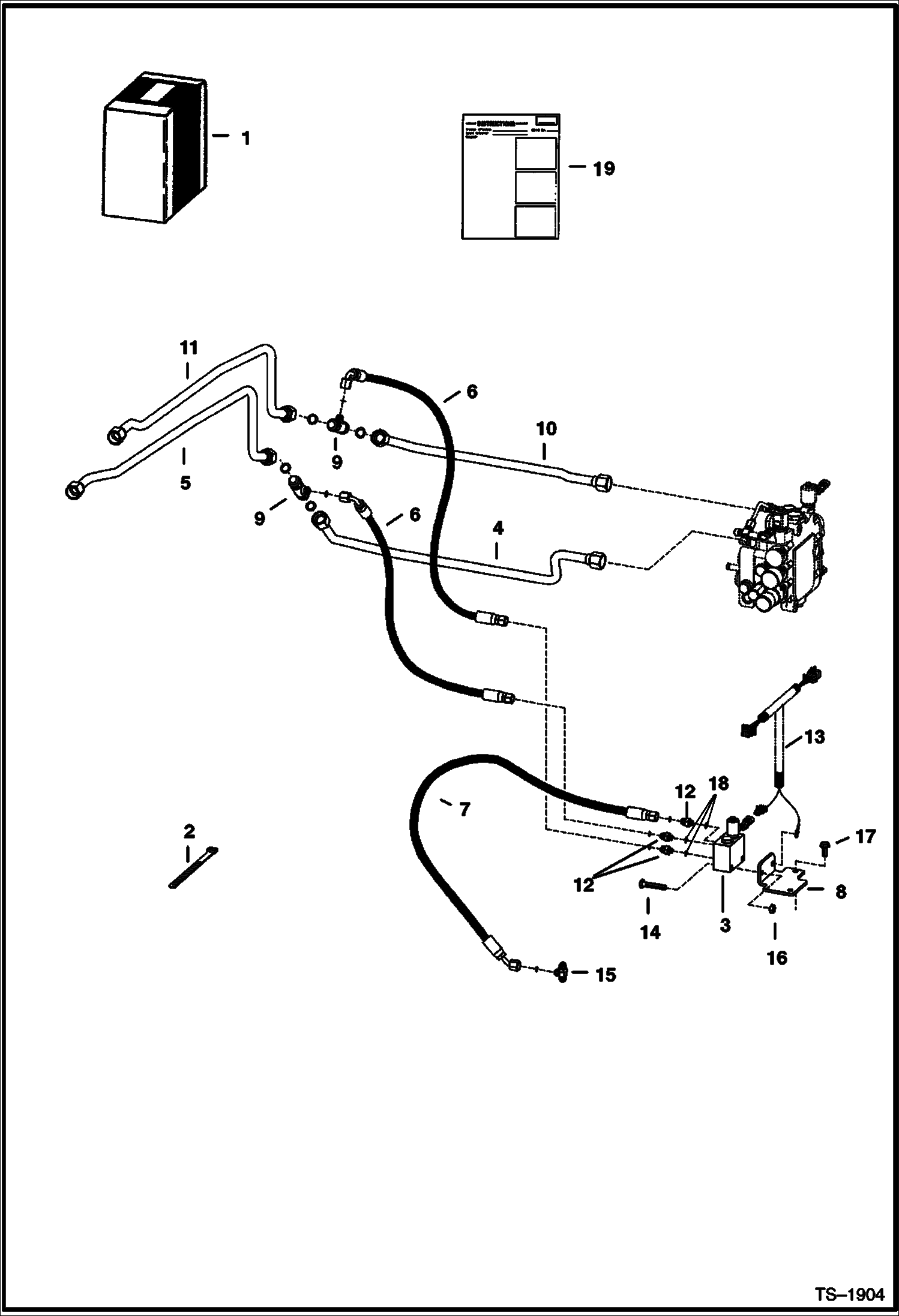 Схема запчастей Bobcat 600s - FRONT AUXILIARY PRESSURE RELEASE KIT ACCESSORIES & OPTIONS