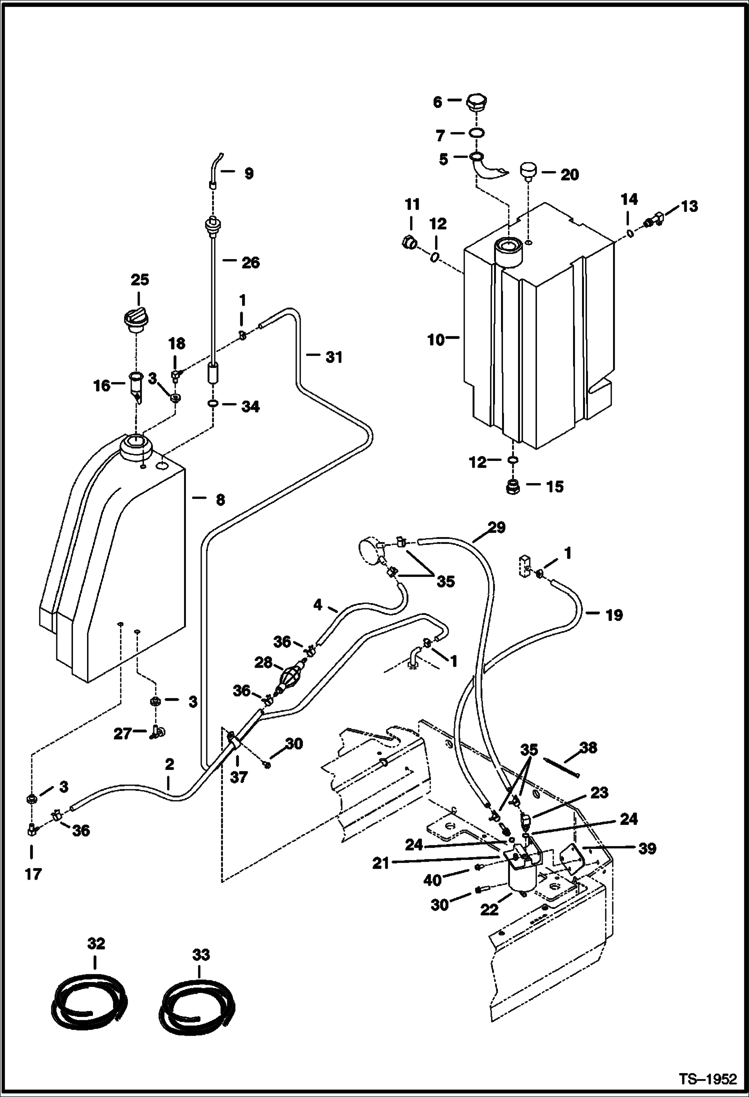 Схема запчастей Bobcat 325 - FUEL SYSTEM & TANKS (S/N 514014900 & Above and 516611001 & Above) POWER UNIT