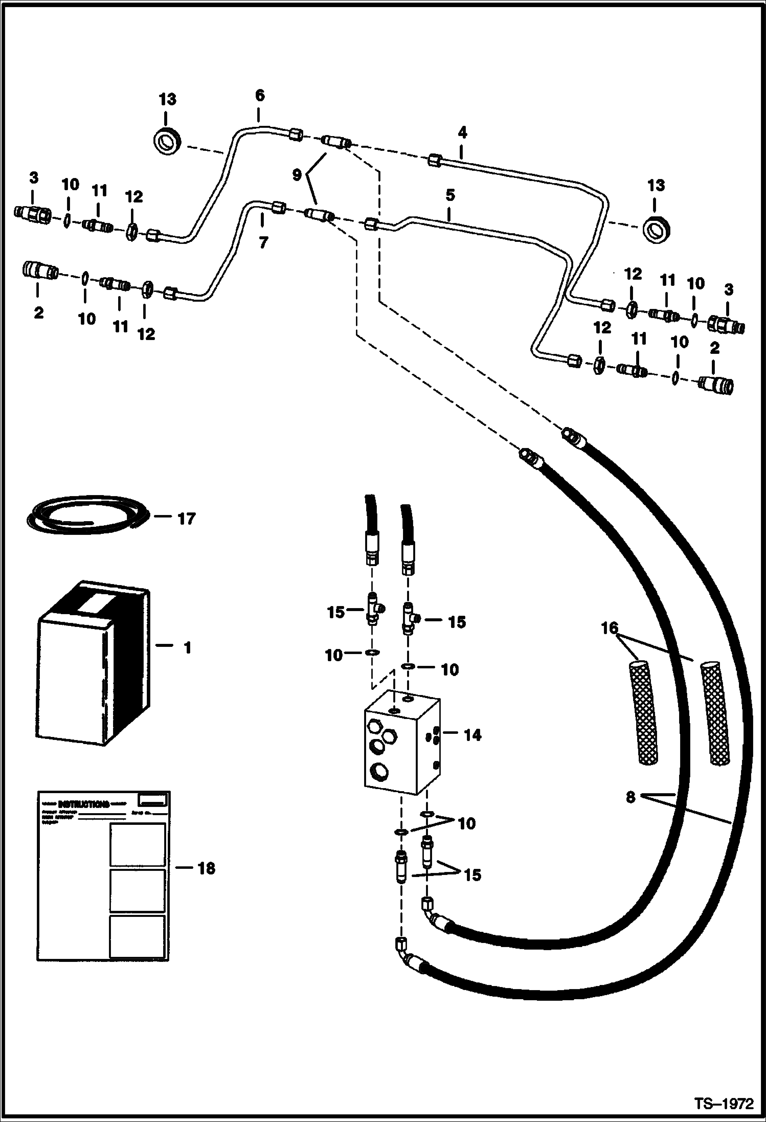 Схема запчастей Bobcat 800s - REAR AUXILIARY HYDRAULICS KIT (High Horsepower Hydraulics) ACCESSORIES & OPTIONS