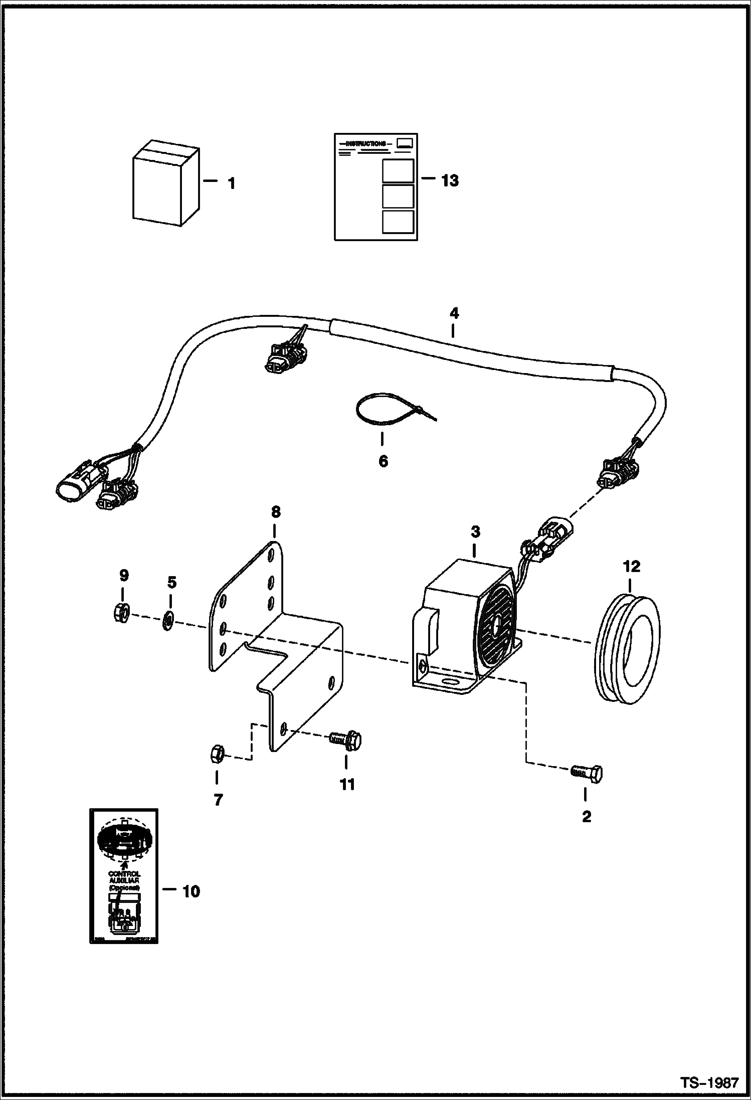 Схема запчастей Bobcat T-Series - HORN KIT (Manual Controls & ACS) ACCESSORIES & OPTIONS