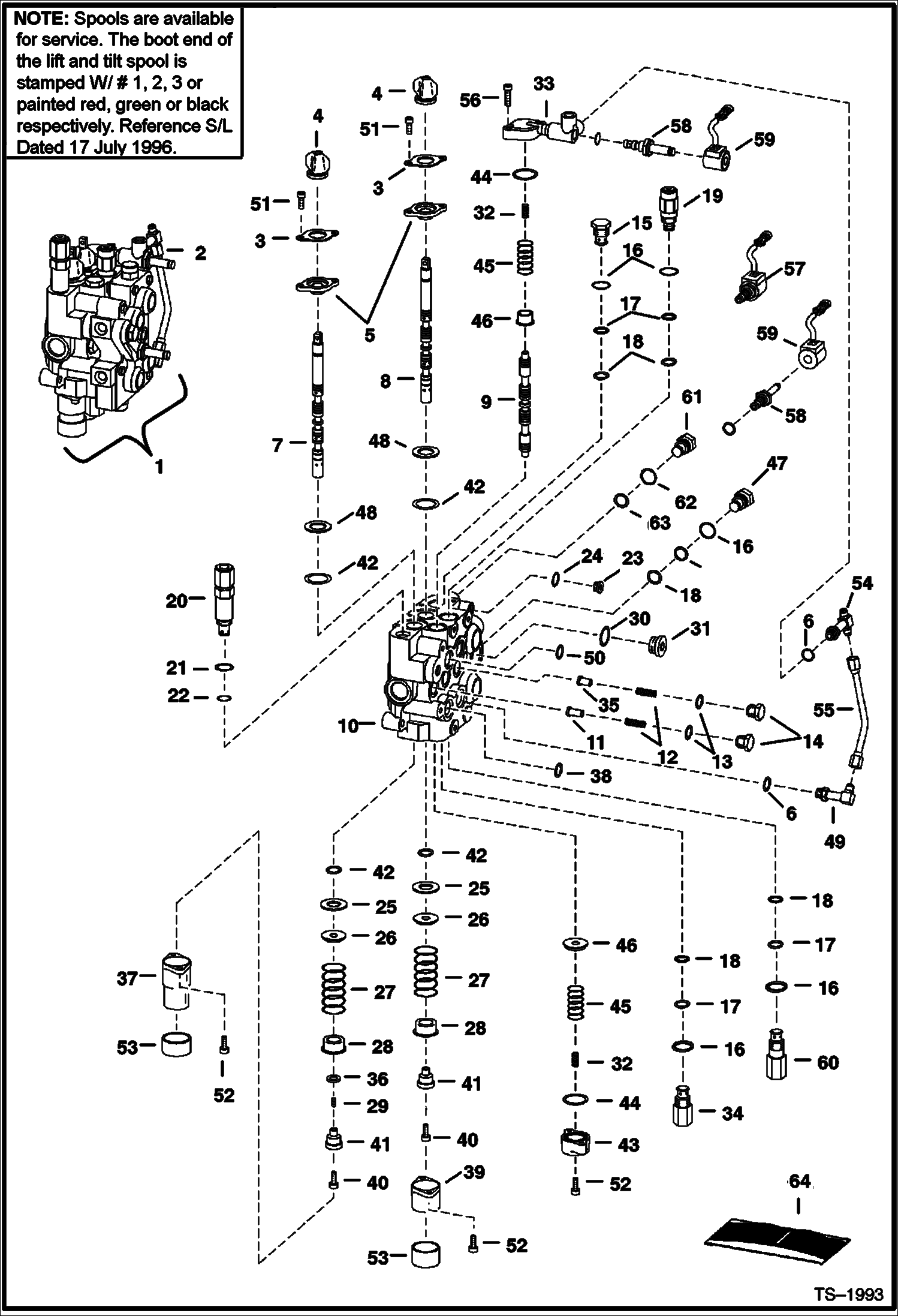 Схема запчастей Bobcat 900s - HYDRAULIC CONTROL VALVE (Advanced Hand Control System) (SN 516511001 thru 516516045 & 562211001 thru 562216321) HYDRAULIC SYSTEM