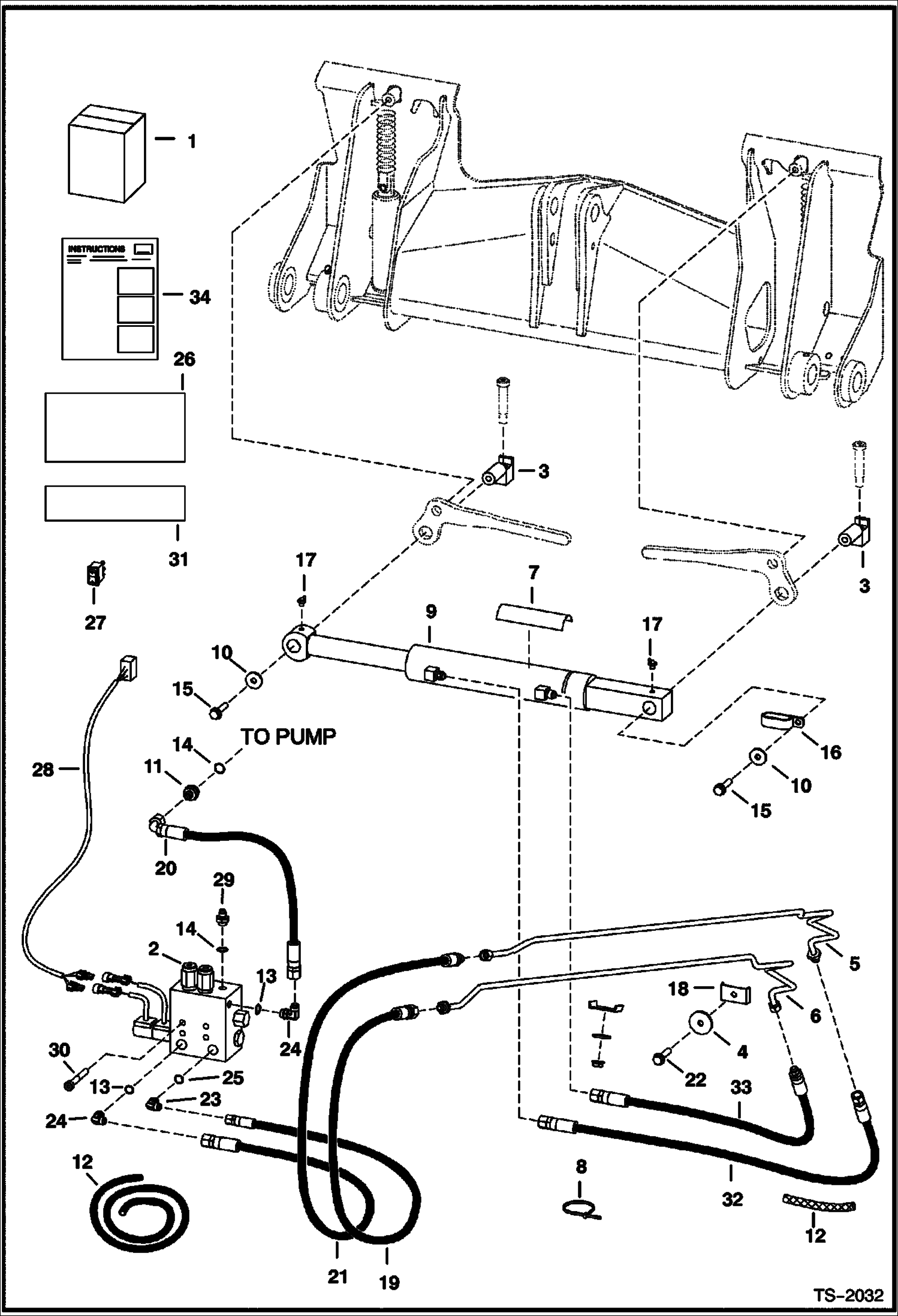 Схема запчастей Bobcat 800s - POWER BOB-TACH KIT (Hydraulic Assisted) (Aluminum Gear Pump) ACCESSORIES & OPTIONS