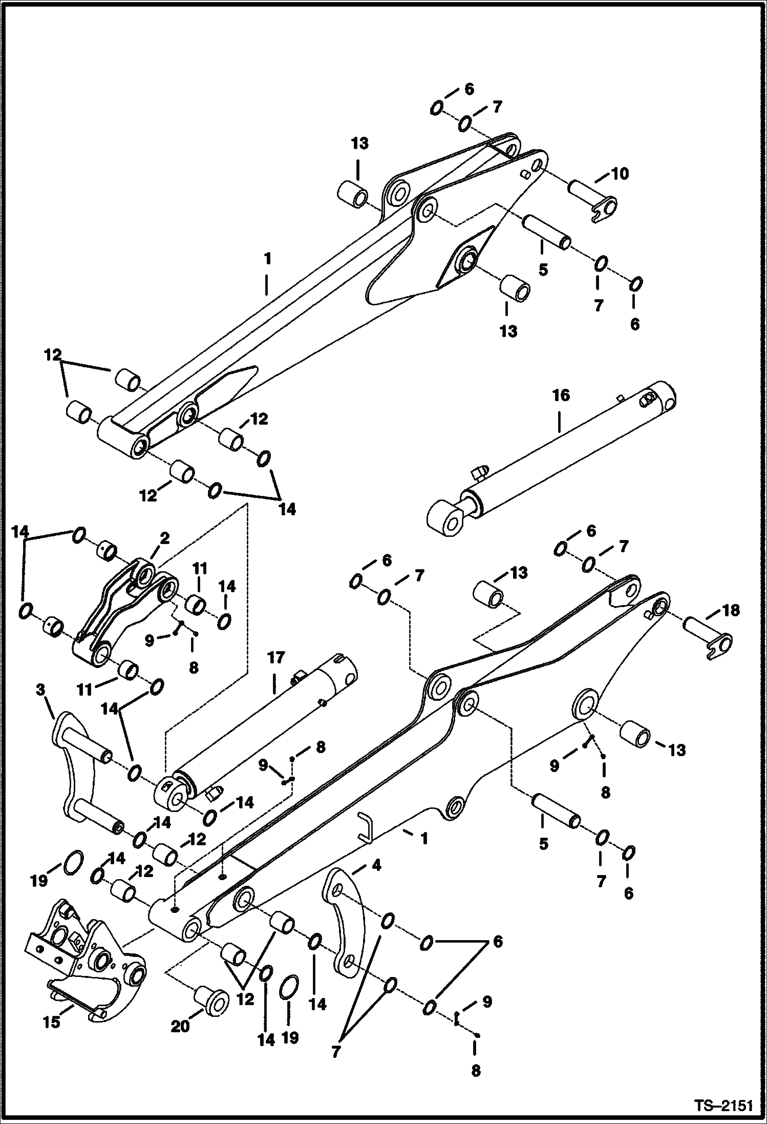 Схема запчастей Bobcat 337 - ARM & BUCKET LINK WORK EQUIPMENT