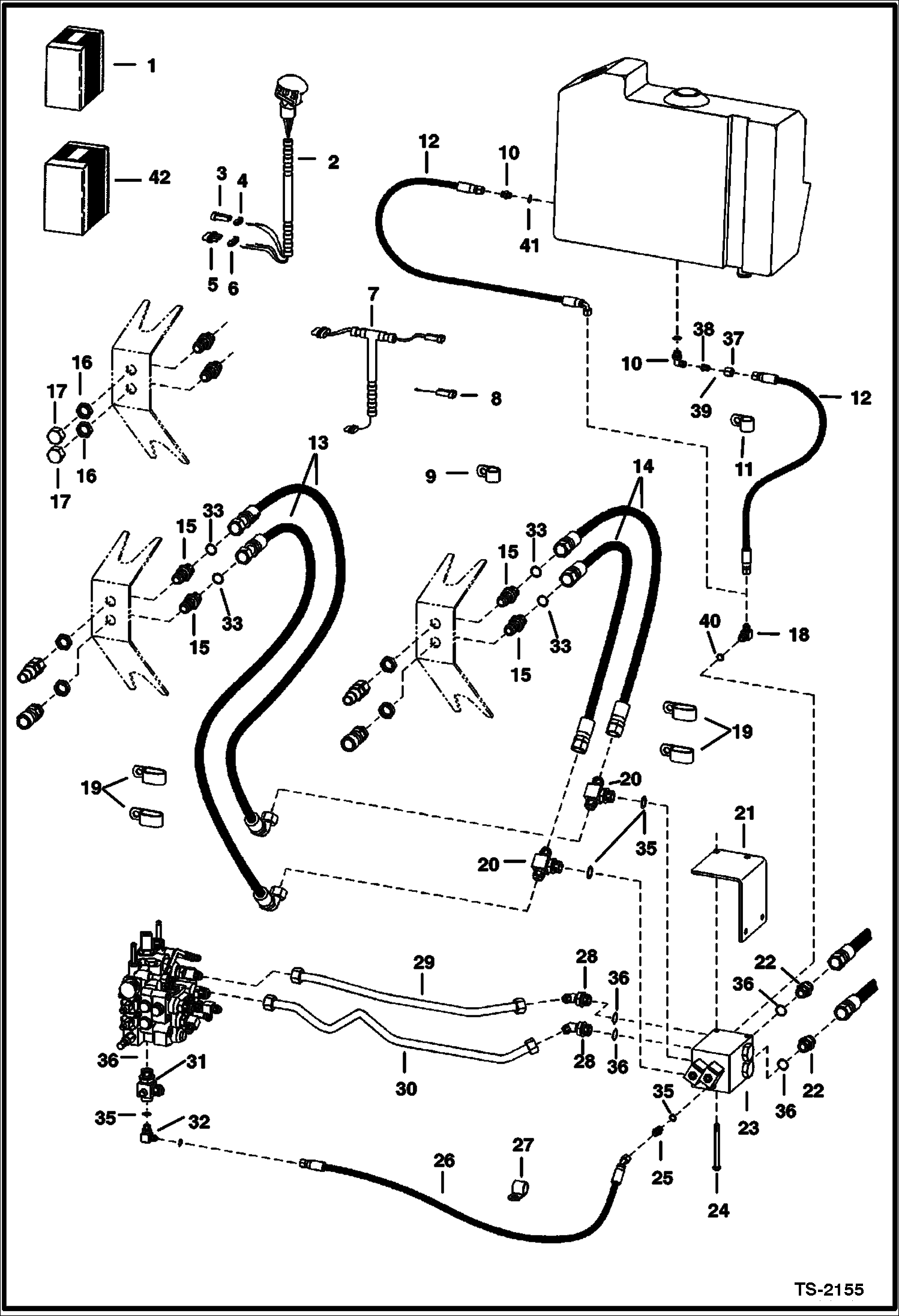 Схема запчастей Bobcat 900s - REAR AUXILIARY HYDRAULIC KIT ACCESSORIES & OPTIONS