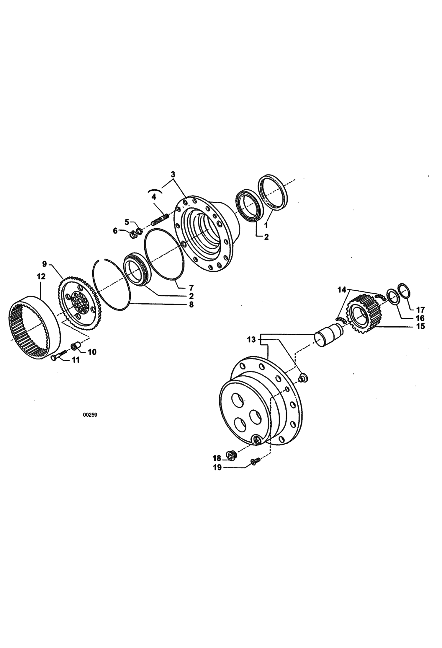 Схема запчастей Bobcat V623 - REAR AXLE - REDUCER DRIVE TRAIN