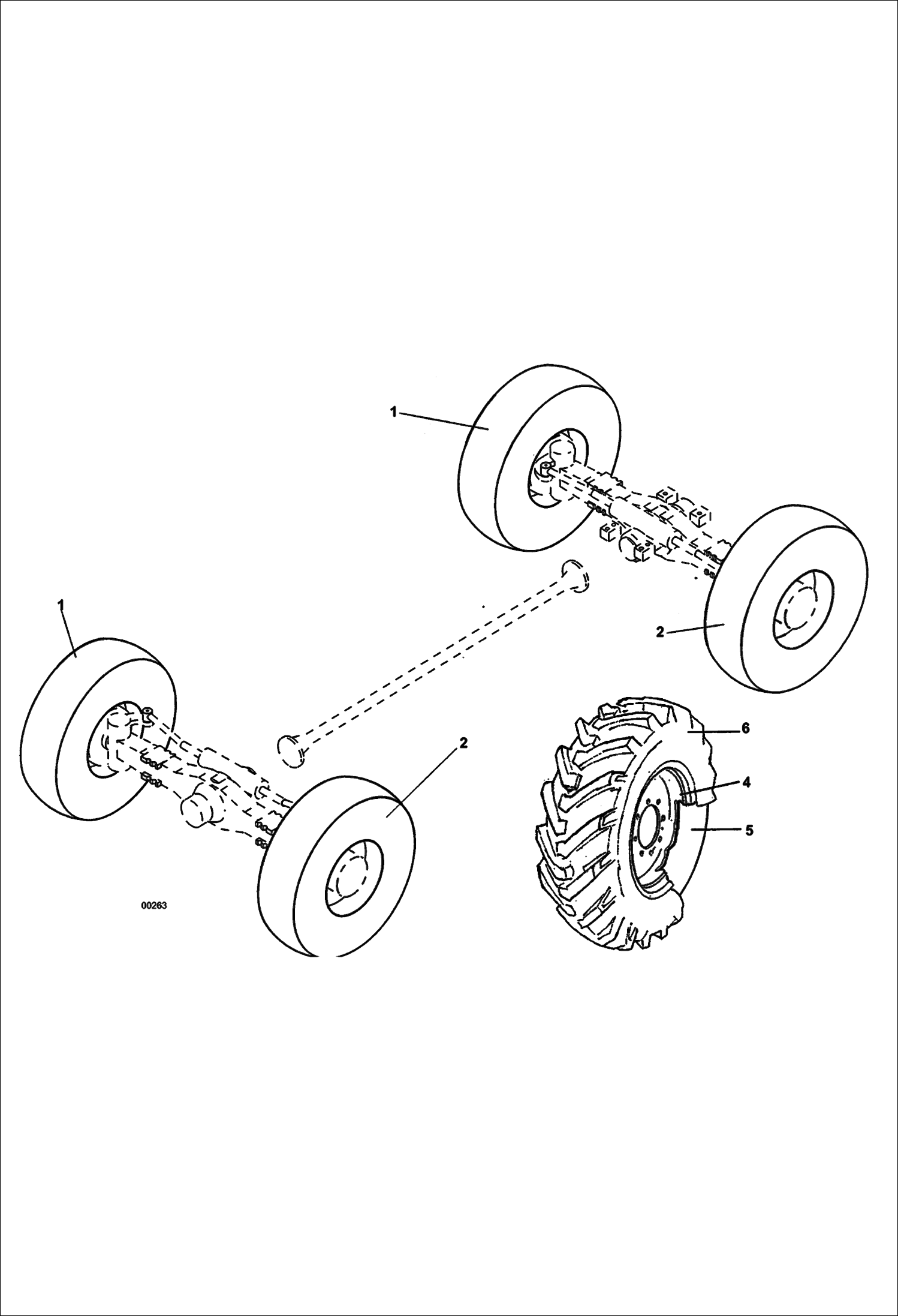 Схема запчастей Bobcat V623 - DUNLOP 400/80-24 WHEELS DRIVE TRAIN