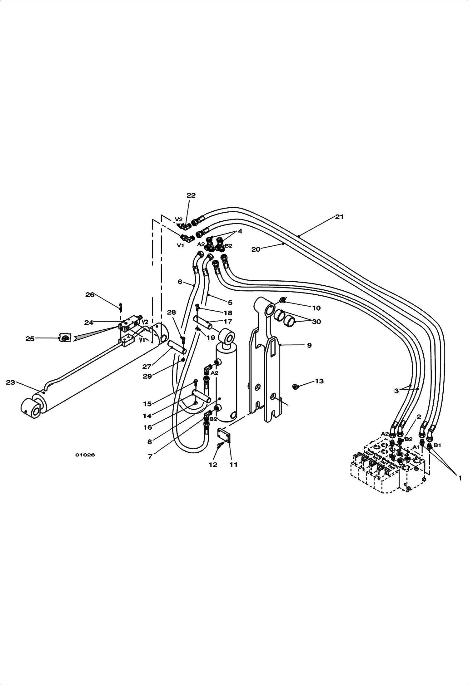 Схема запчастей Bobcat V623 - ARM HYDRAULIC SUPPLY 367111001 - 11191 WORK EQUIPMENT