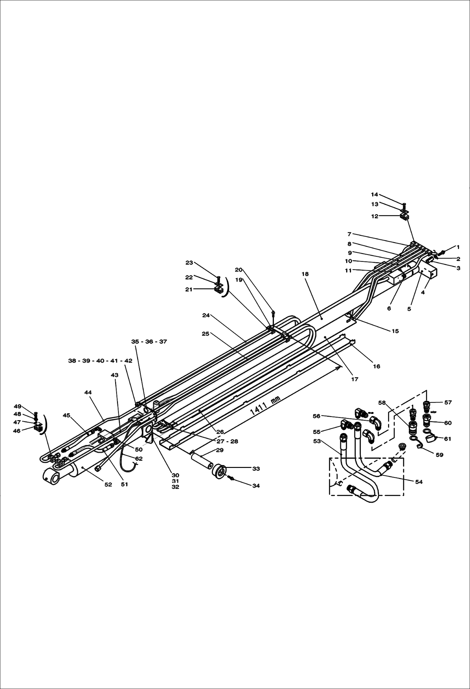 Схема запчастей Bobcat V623 - ARM HYDRAULIC SUPPLY WORK EQUIPMENT