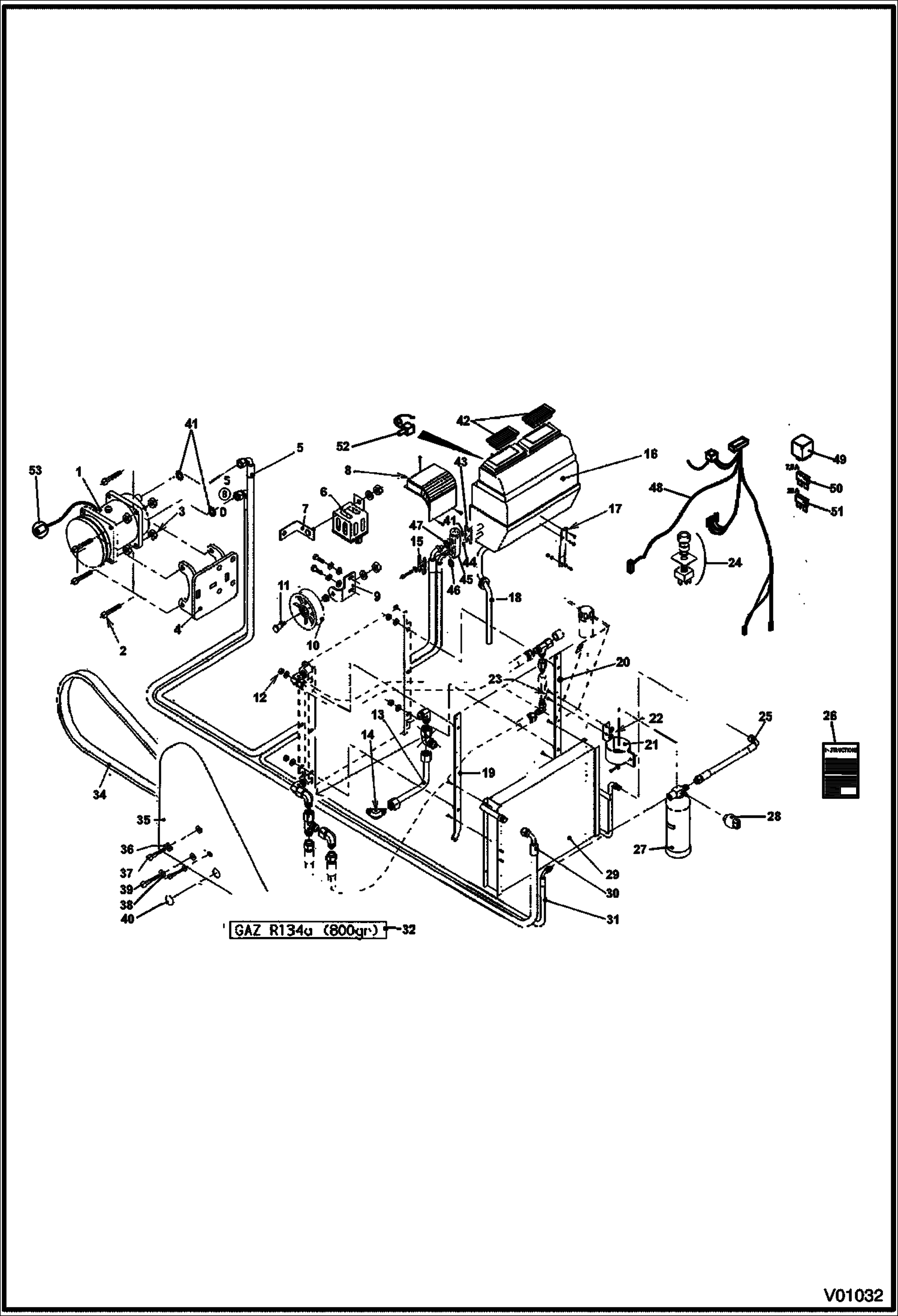 Схема запчастей Bobcat V518 - AIR CONDITIONING 367011001 AND ABOVE ACCESSORIES & OPTIONS