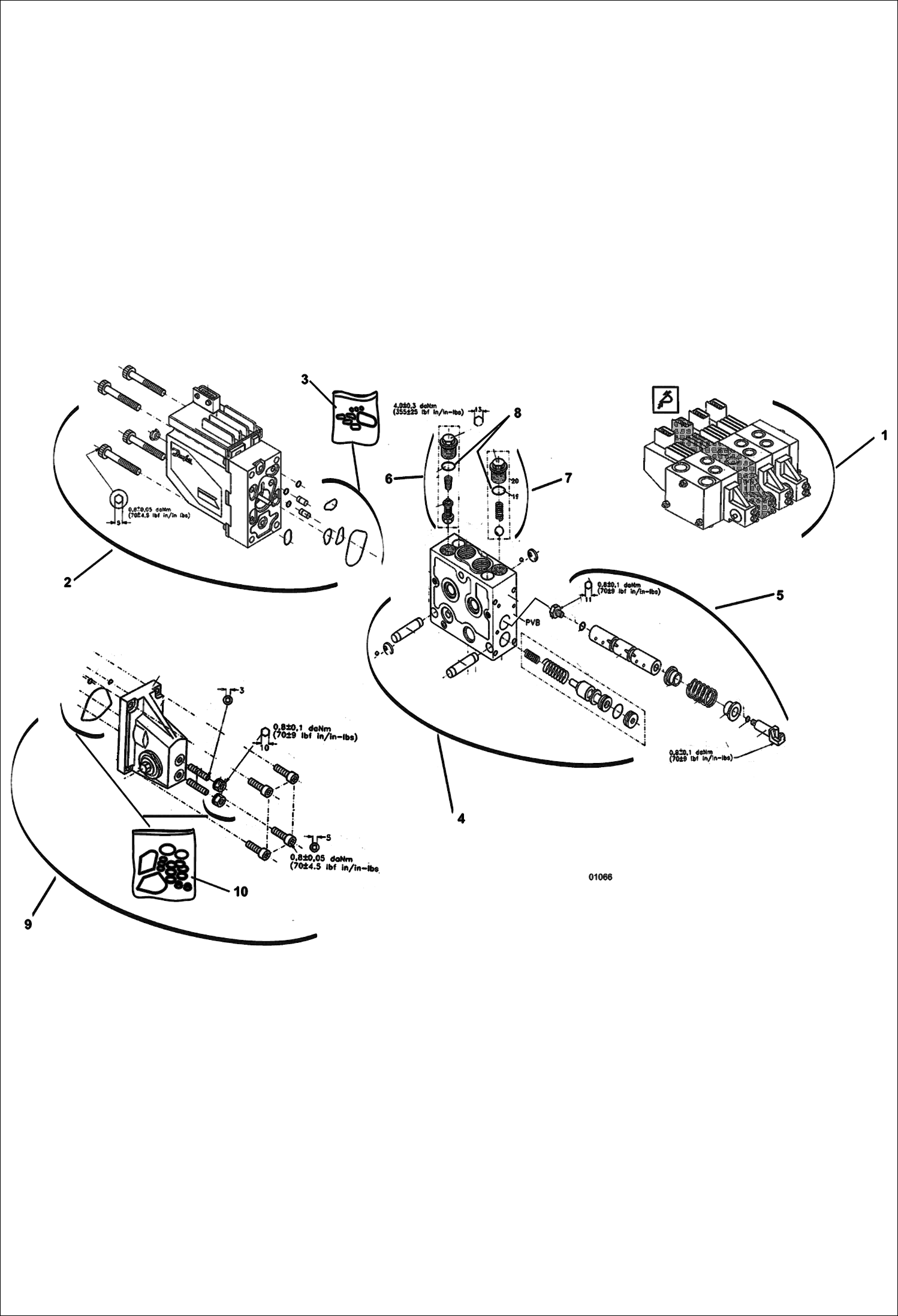 Схема запчастей Bobcat V518 - CONTROL VALVE: TILTING ELEMENT 367011001 - 12001 HYDROSTATIC/HYDRAULIC