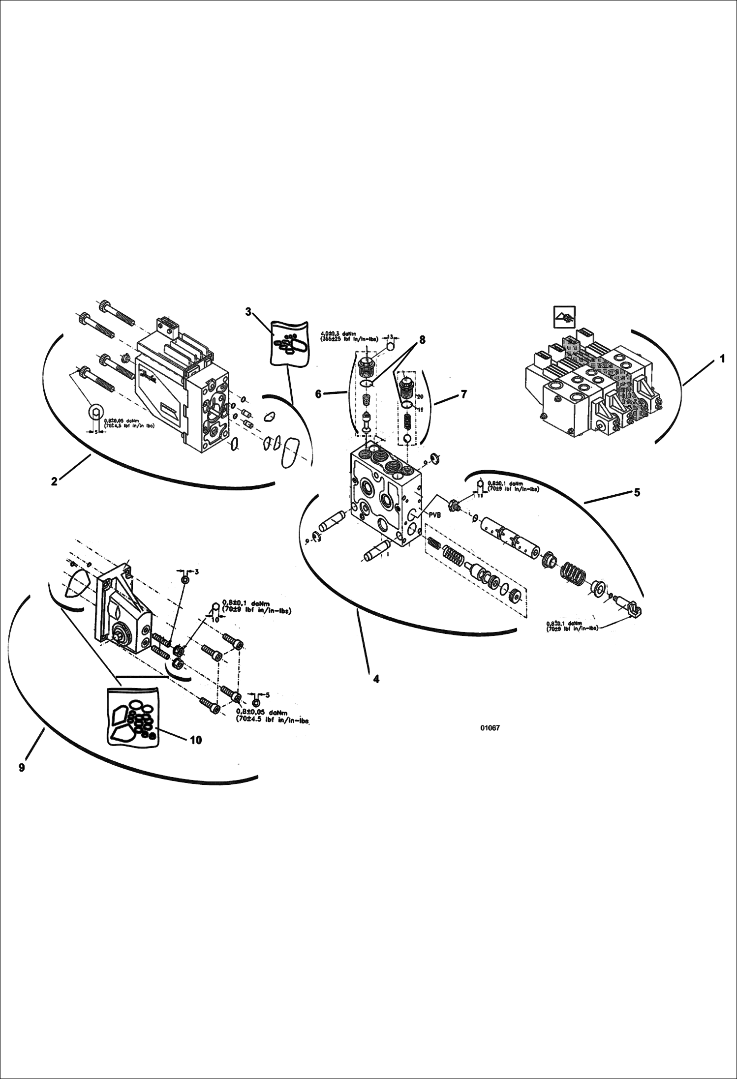 Схема запчастей Bobcat V518 - CONTROL VALVE: TELESCOPIC ELEMENT 367011001 -12001 HYDROSTATIC/HYDRAULIC