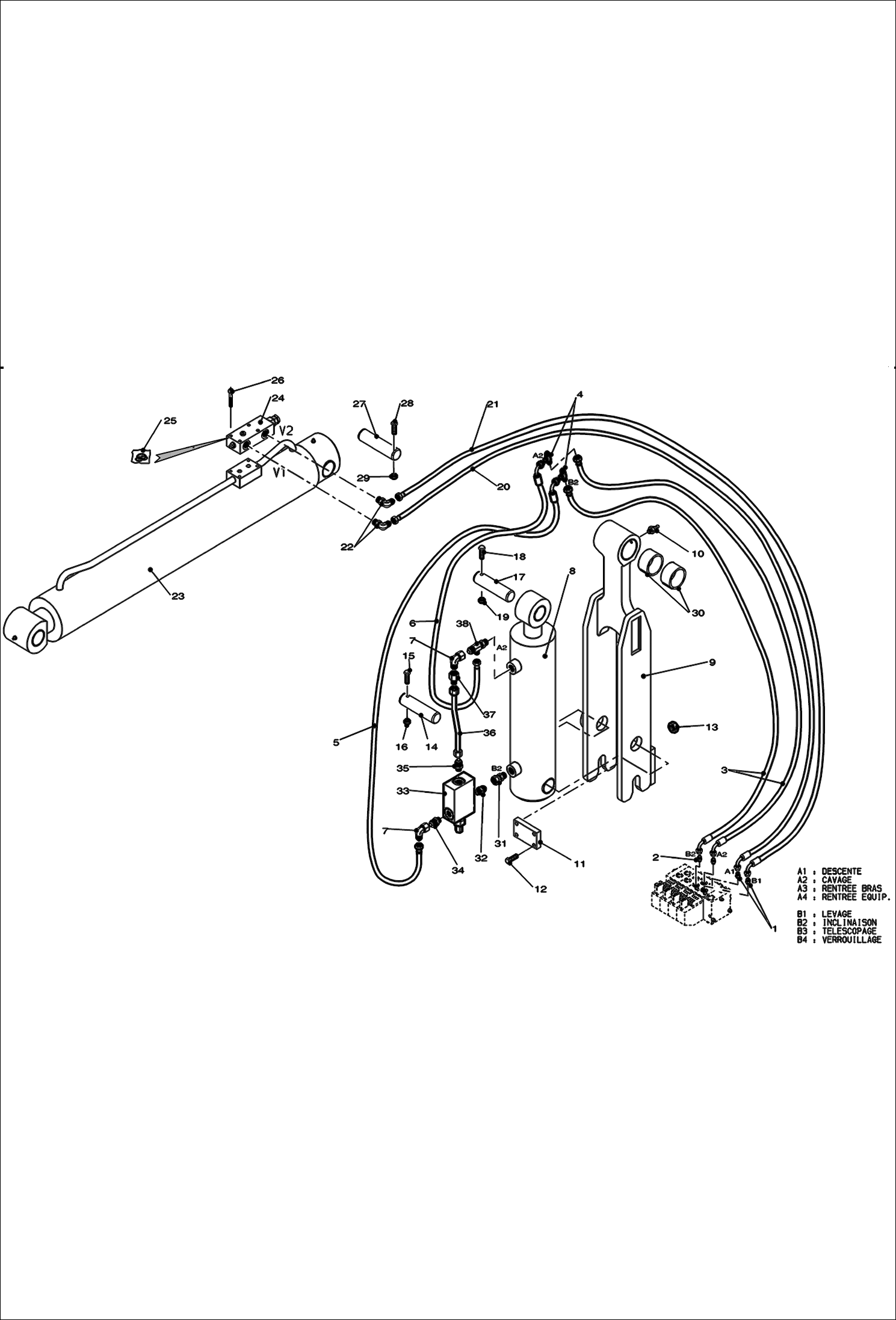 Схема запчастей Bobcat V623 - ARM HYDRAULIC SUPPLY 367111192 & Abv. 367211001 & Abv. WORK EQUIPMENT