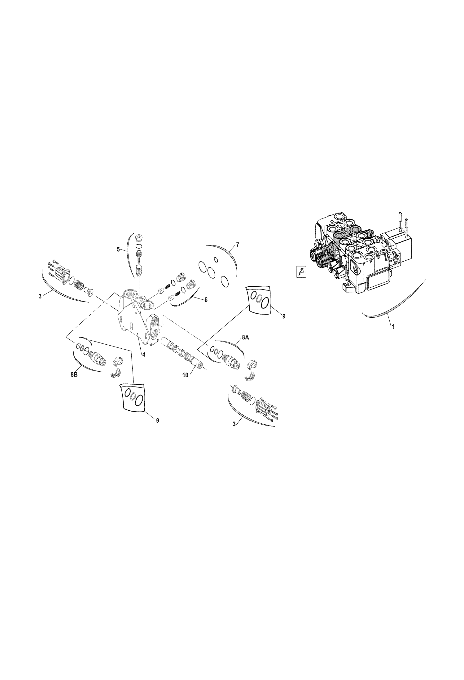 Схема запчастей Bobcat V518 - DISTRIBUTOR - TILTING ELEMENT 367012501 AND ABOVE 367311001 AND ABOVE HYDROSTATIC/HYDRAULIC