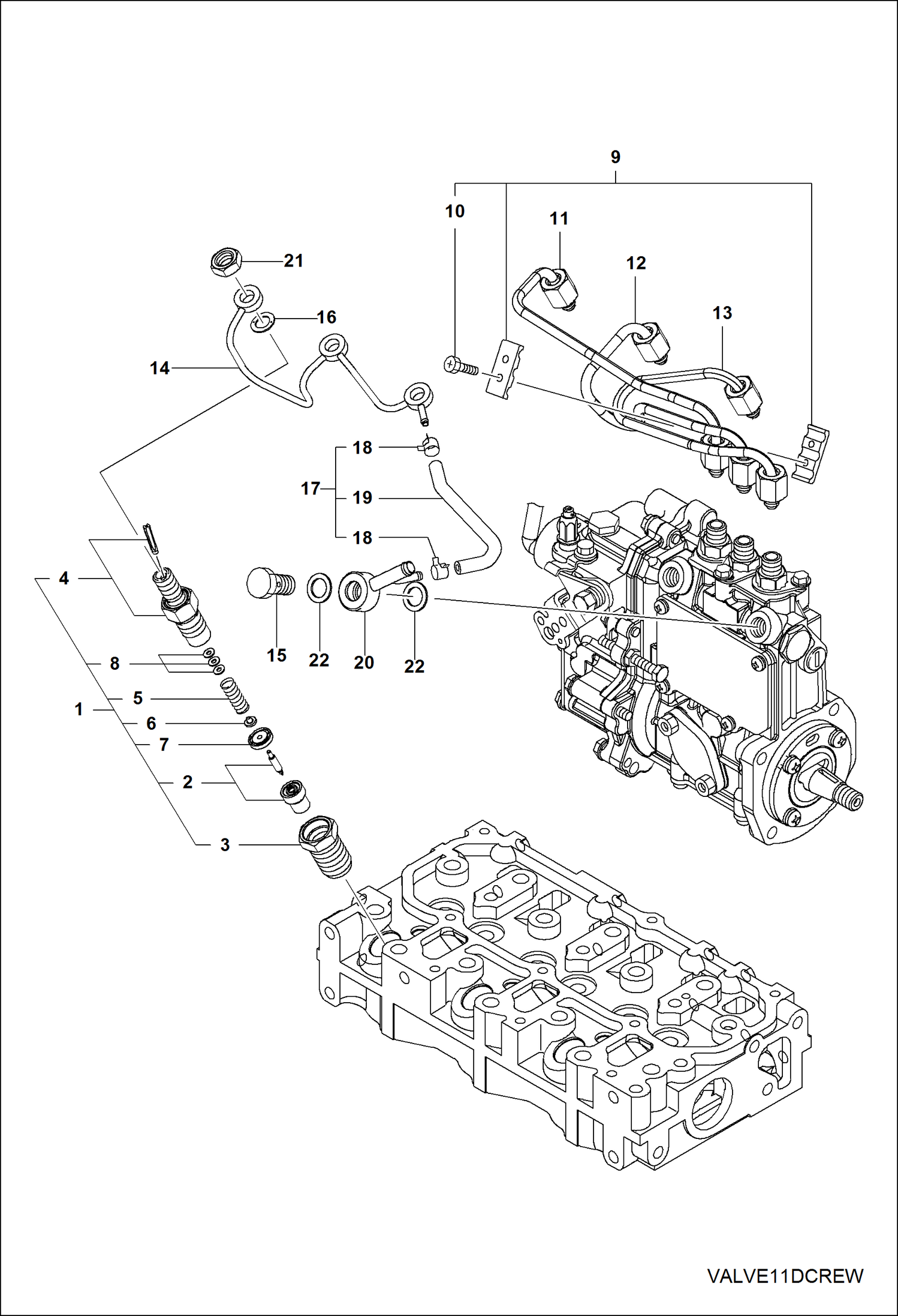 Схема запчастей Bobcat 3400 - ENGINE, FUEL INJECTION VALVE POWER UNIT