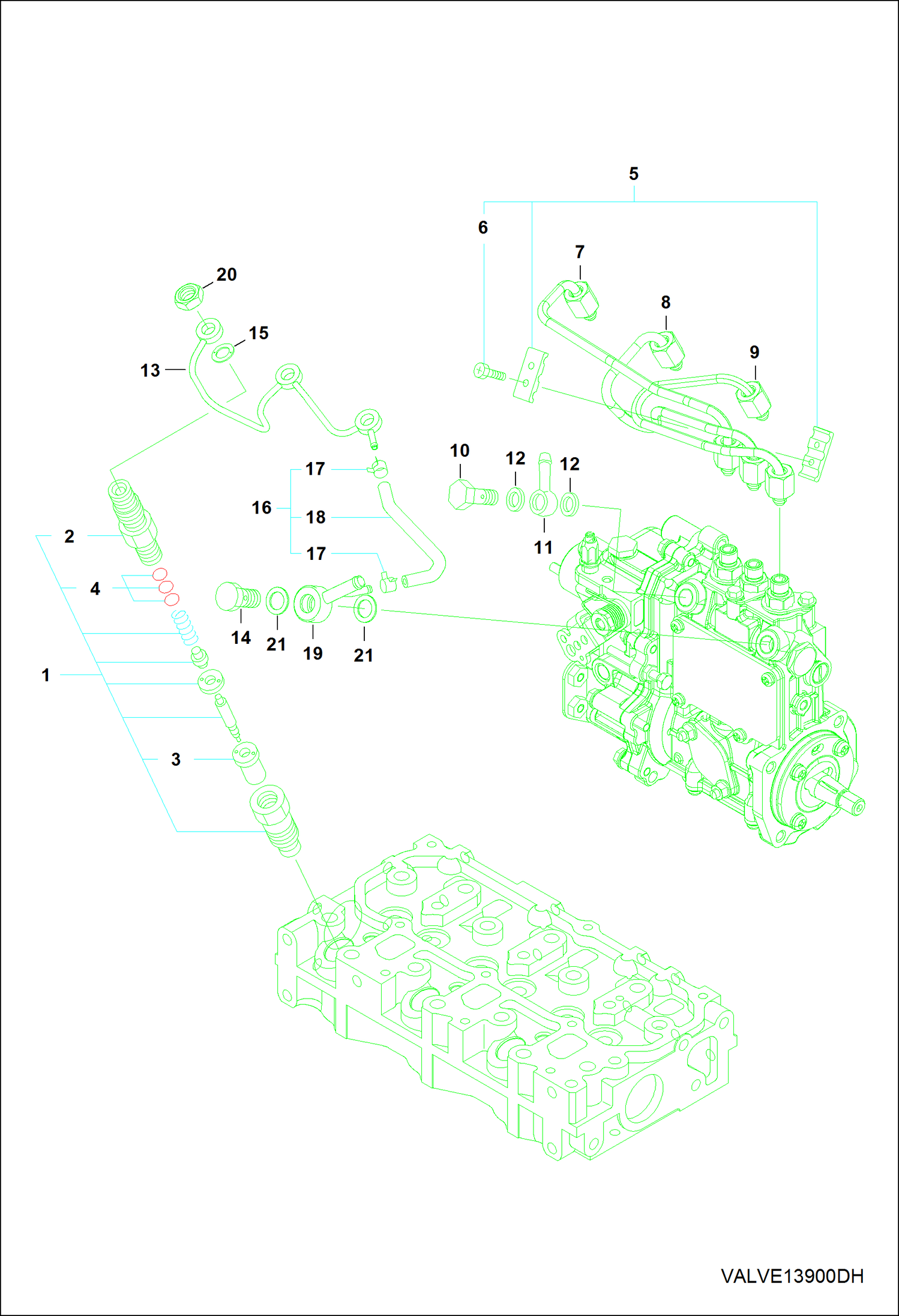 Схема запчастей Bobcat 3600 - ENGINE, FUEL INJECTION VALVE POWER UNIT