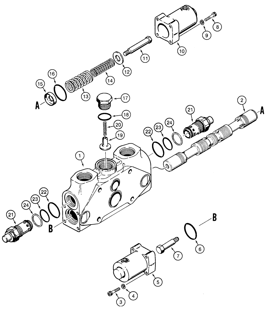 Схема запчастей Case 921C - (08-21) - VALVE SECTION - LOADER AUXILIARY (08) - HYDRAULICS