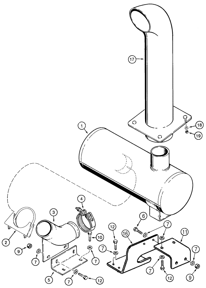 Схема запчастей Case 821C - (02-16) - MUFFLER EXHAUST SYSTEM (02) - ENGINE