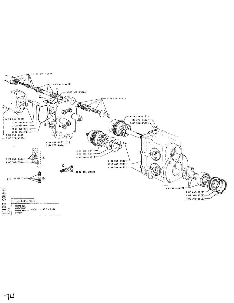 Схема запчастей Case SC150L - (074) - BASIC PUMP 