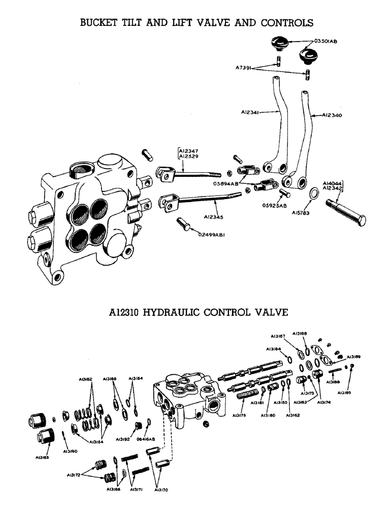 Схема запчастей Case W9 - (136) - BUCKET TILT AND LIFT VALVE AND CONTROLS, A12310 HYDRAULIC (08) - HYDRAULICS