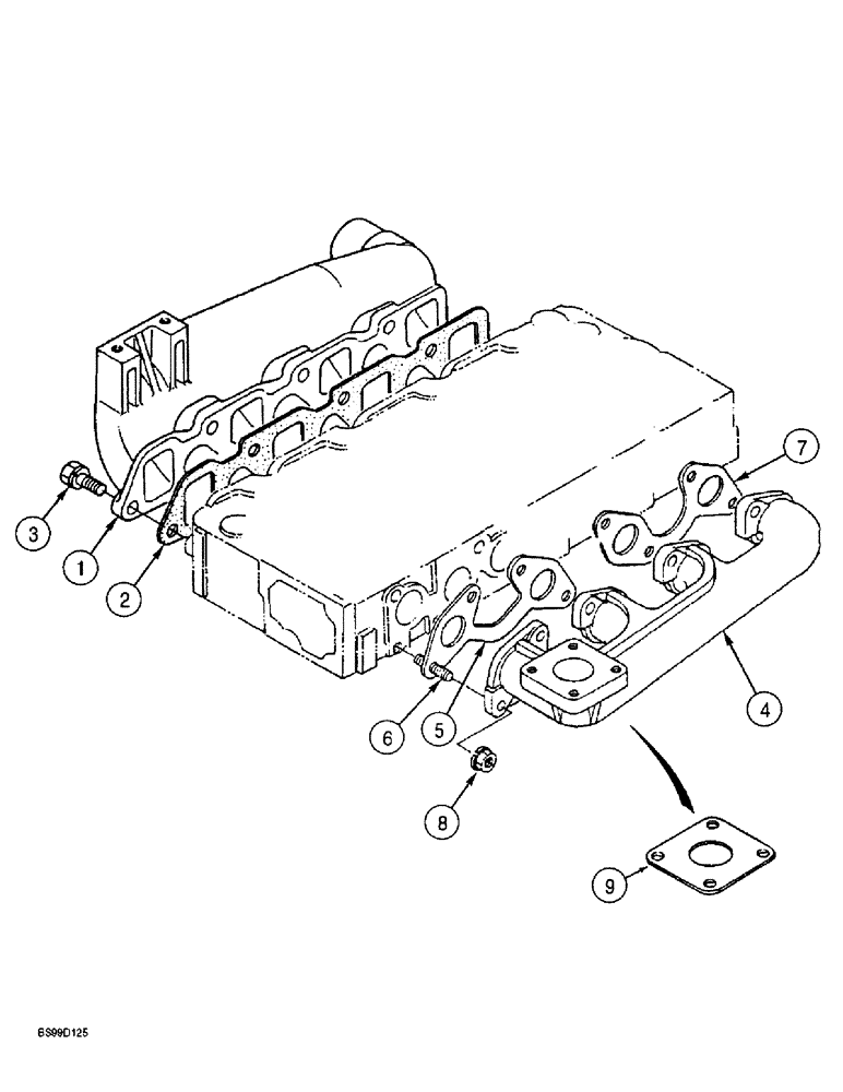 Схема запчастей Case 560 - (2-07A) - INTAKE MANIFOLD AND EXHAUST MANIFOLD, KUBOTA V2203IDI ENGINE, P.I.N. JAF0295741 AND AFTER (02) - ENGINE