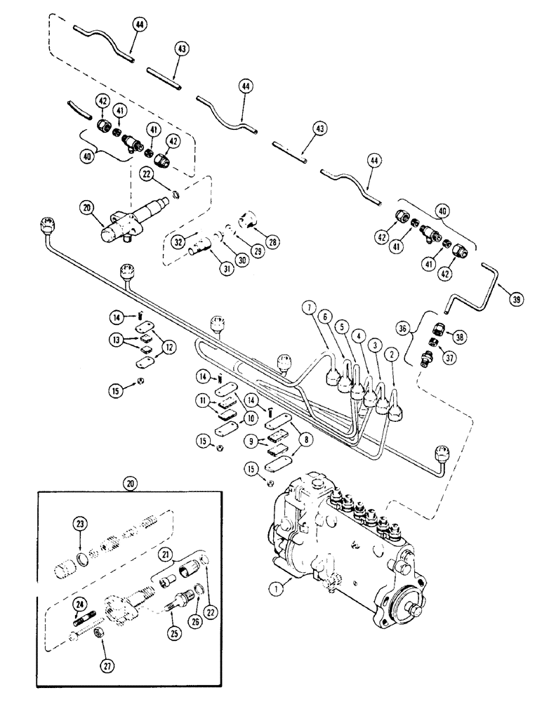 Схема запчастей Case W8C - (026) - FUEL INJECTION SYSTEM, (401) DIESEL ENGINE (02) - ENGINE