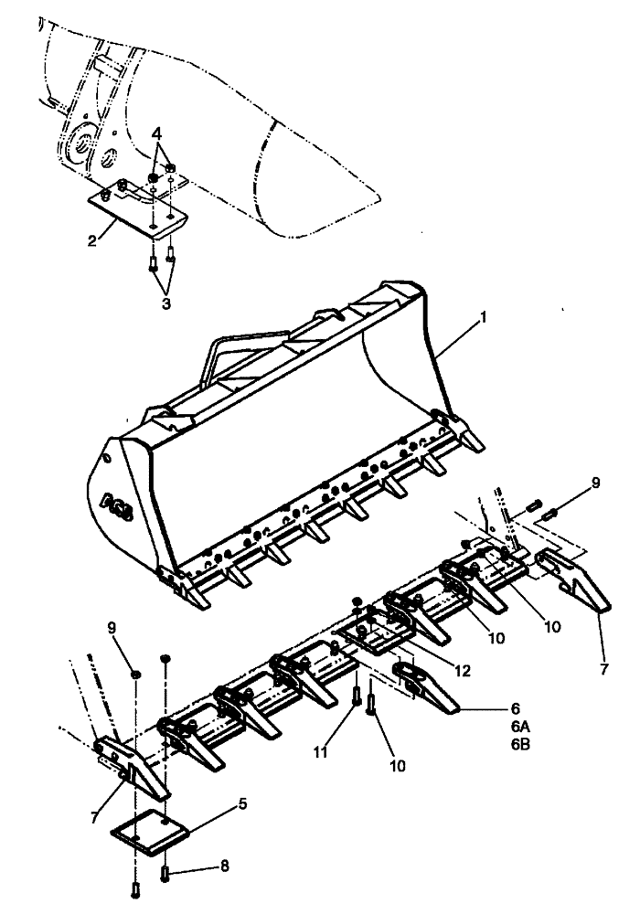 Схема запчастей Case 521E - (09-20) - LOADER BUCKET - WITH BOLT ON TEETH, SEGMENTS AND SKID PADS - ACS (09) - CHASSIS