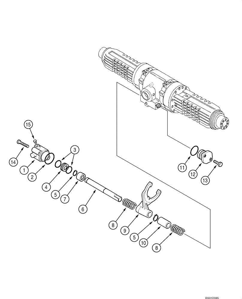 Схема запчастей Case 588G - (06-61) - AXLE, FRONT DRIVE - DIFFERENTIAL LOCK (06) - POWER TRAIN