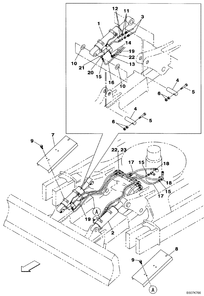 Схема запчастей Case CX225SR - (08-84) - HYDRAULICS - BLADE, DOZER (HBCV) (08) - HYDRAULICS