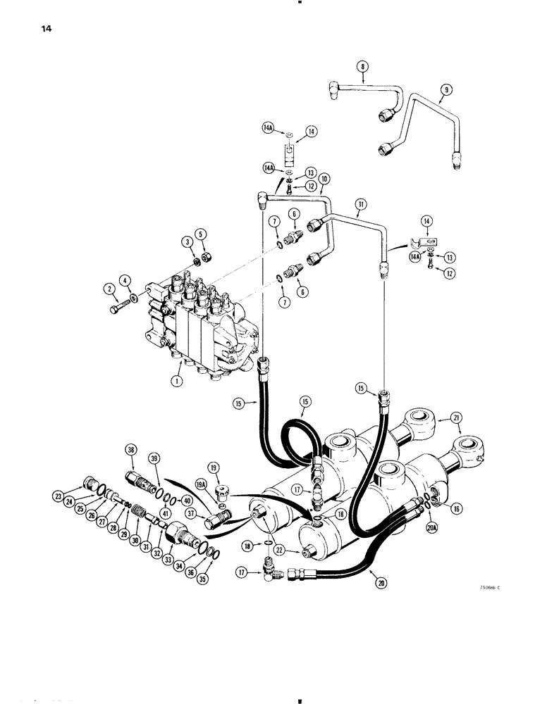 Схема запчастей Case 35 - (014) - SWING CYLINDER HYDRAULICS 