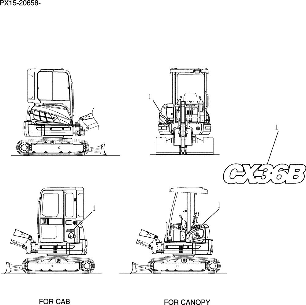 Схема запчастей Case CX36B - (968-29[1Z83]) - NAME PLATE INSTAL (MODEL) (05) - SUPERSTRUCTURE