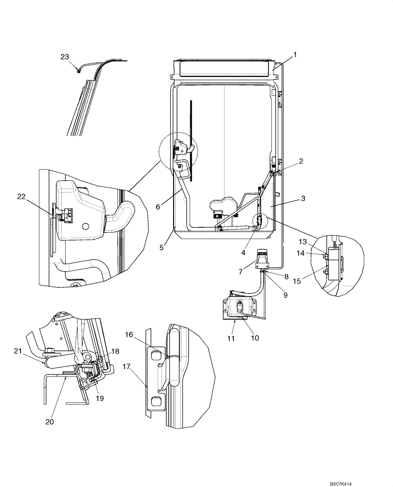 Схема запчастей Case 430 - (09-25) - CAB DOOR - WASHER SYSTEM (09) - CHASSIS