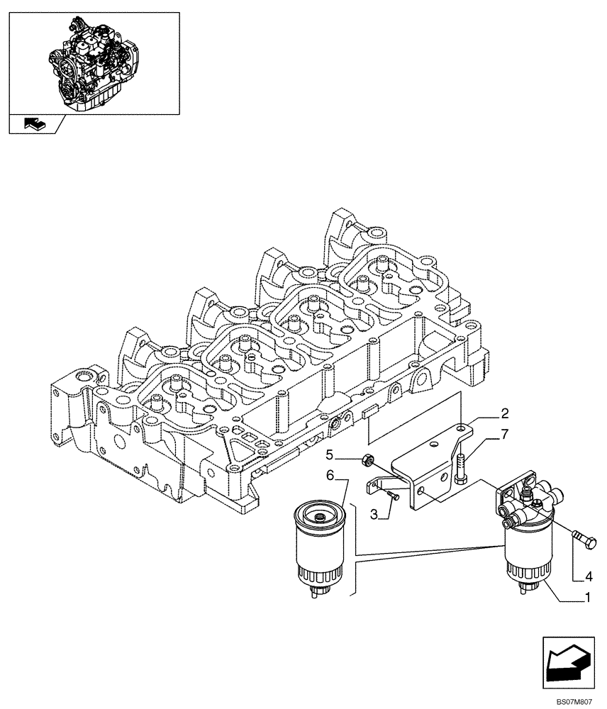 Схема запчастей Case 450 - (03-03) - FUEL FILTER (03) - FUEL SYSTEM