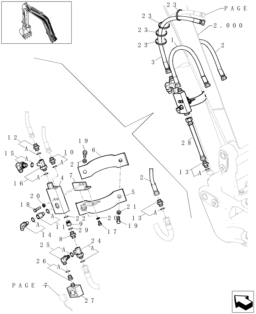 Схема запчастей Case CX22B - (5.0088[05]) - BOOM CYLINDER HYD LINES (SAFETY VALVE) - 747940070, 747940080 (35) - HYDRAULIC SYSTEMS