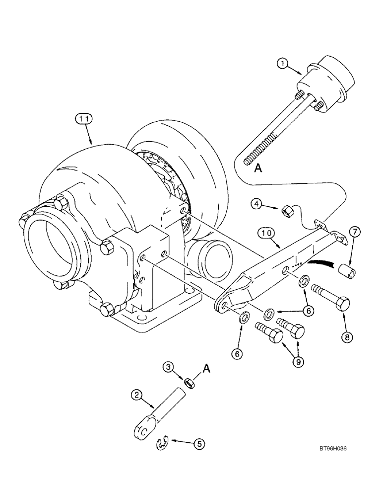 Схема запчастей Case 686GXR - (2-32) - WASTEGATE ACTUATOR, 4T-390 EMISSIONS CERTIFIED ENGINE (02) - ENGINE