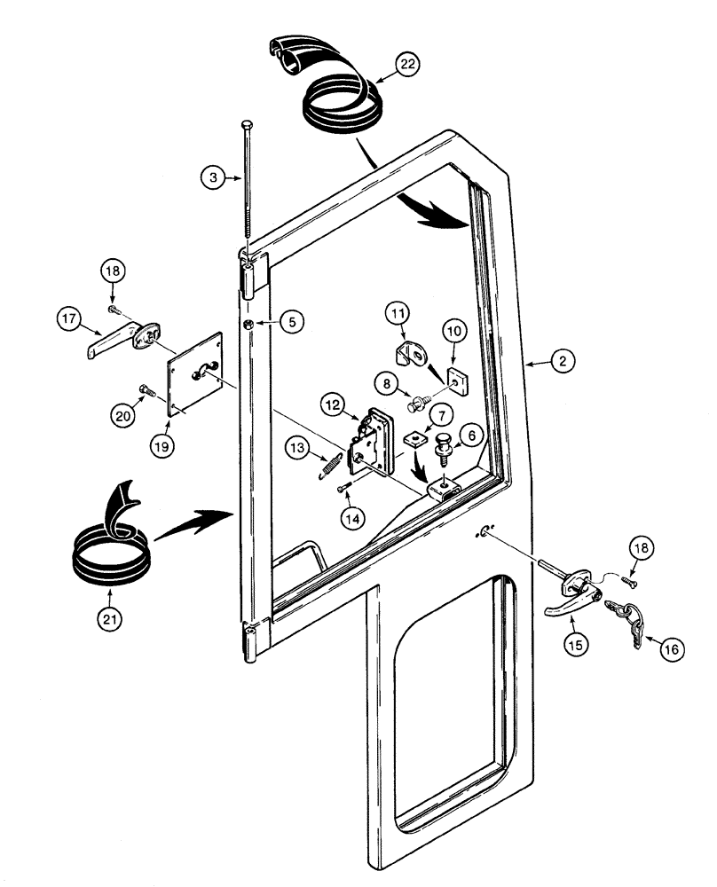 Схема запчастей Case 1150H - (09-25) - CAB - DOOR (09) - CHASSIS