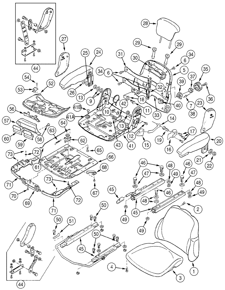 Схема запчастей Case 621C - (09-036) - SEAT ASSY, AIR SUSPENSION, UPPER SEAT ASSY (09) - CHASSIS