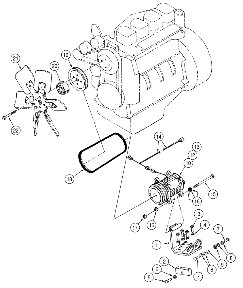 Схема запчастей Case 850H - (09-36) - AIR CONDITIONING - COMPRESSOR MOUNTING (09) - CHASSIS