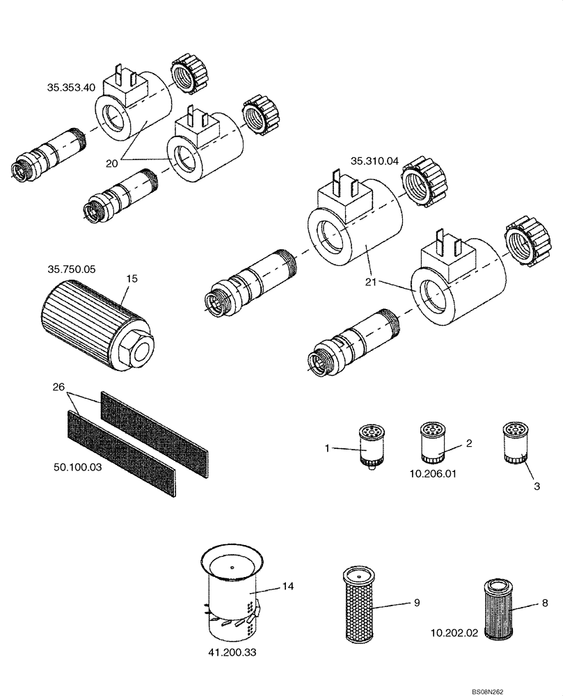 Схема запчастей Case SV212 - (05.100.03[01]) - QUICK REFERENCE - FILTERS (00) - GENERAL & PICTORIAL INDEX