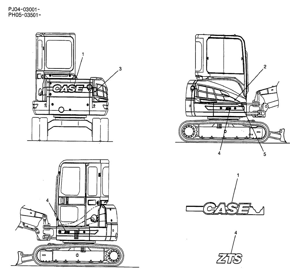 Схема запчастей Case CX50B - (07-013) - NAME PLATE INSTAL P/N PH22T00057F1 NAME-PLATE