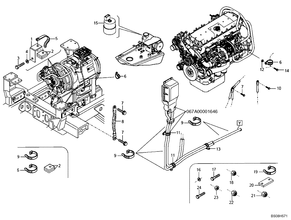 Схема запчастей Case 330B - (67A00021773[001]) - ELECTRICAL GROUND & CLAMPING (84127901) (13) - Electrical System / Decals